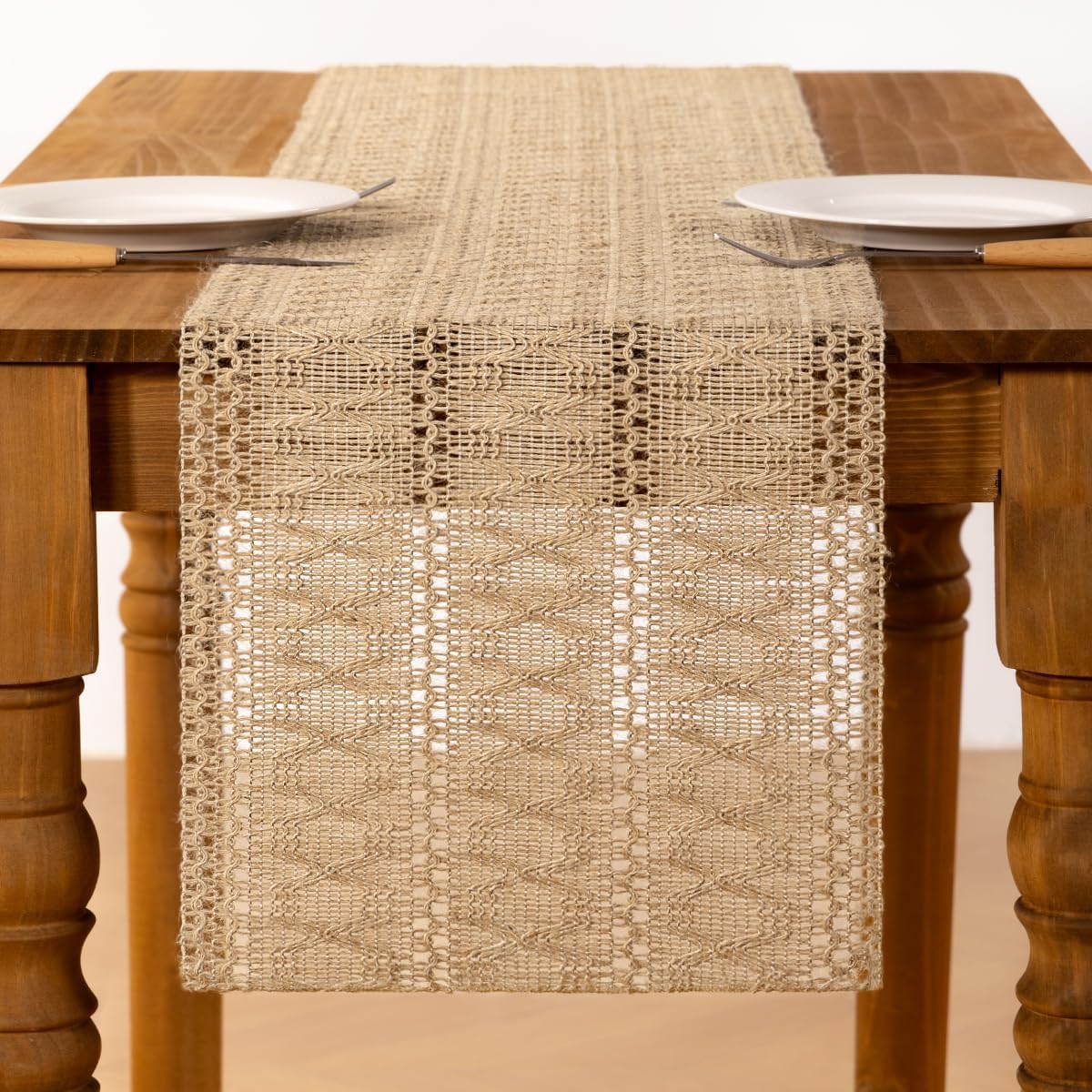 MLMC Burlap Boho Table Runner Farmhouse Burlap Jute Table Runner 36 inch Long Rustic Woven Table Centerpiece Decor for Dinning Kitchen Wedding Bridal Shower Eveyrday Use 12x36 Inch