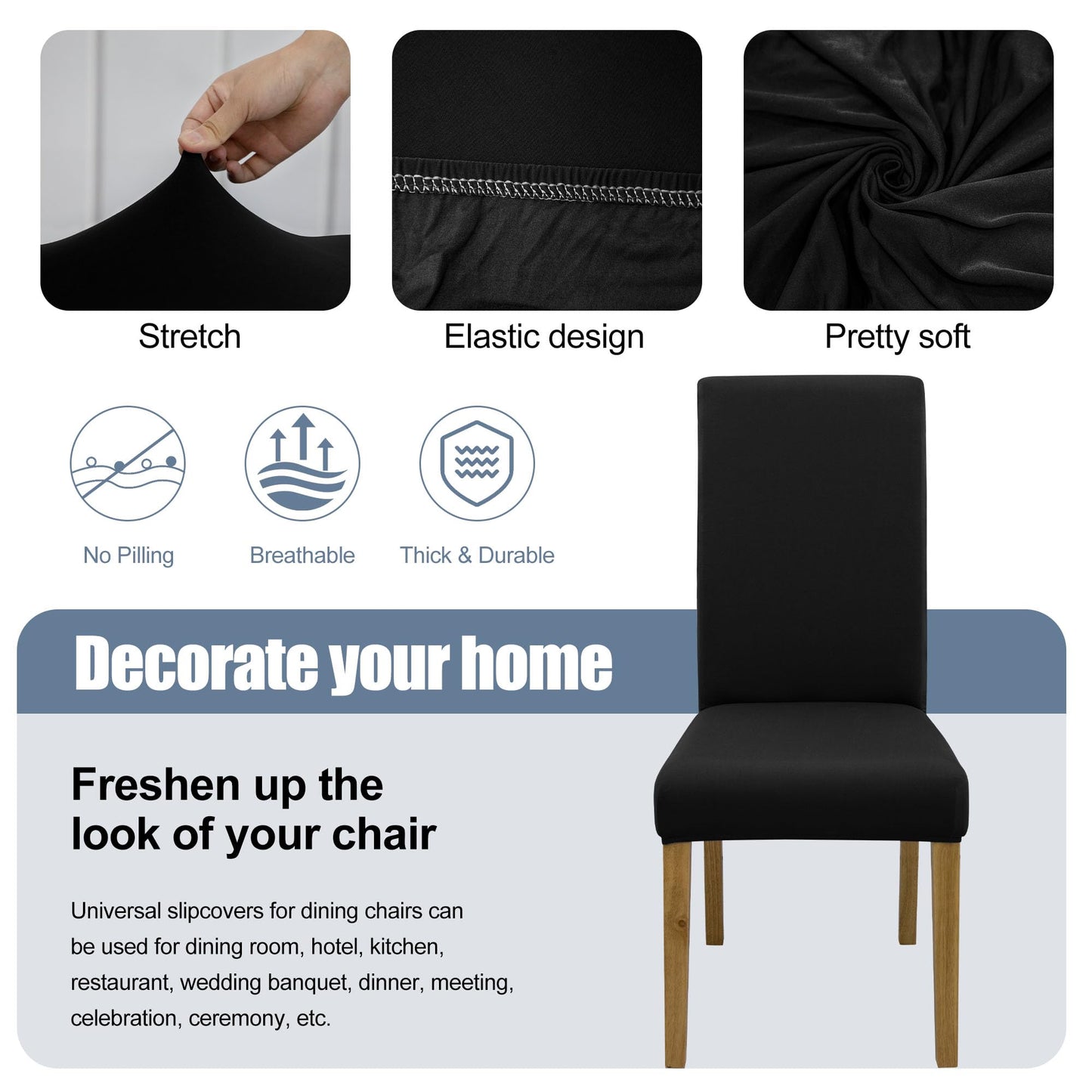 BIETYONE Chair Covers,Dining Room Chair Covers Set of 6,Stretch Kitchen Chair Cover,Washable Dining Chair Cover,Parsons Chair Slipcovers Protective,for Home,Restaurant,Banquet