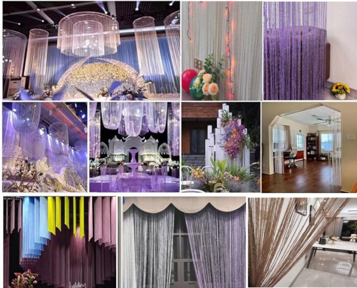 ave split Decorative Door String Curtain Wall Panel Fringe Window Room Divider Blind Divider Tassel Screen Home 100x200centimeter (Champagne18)