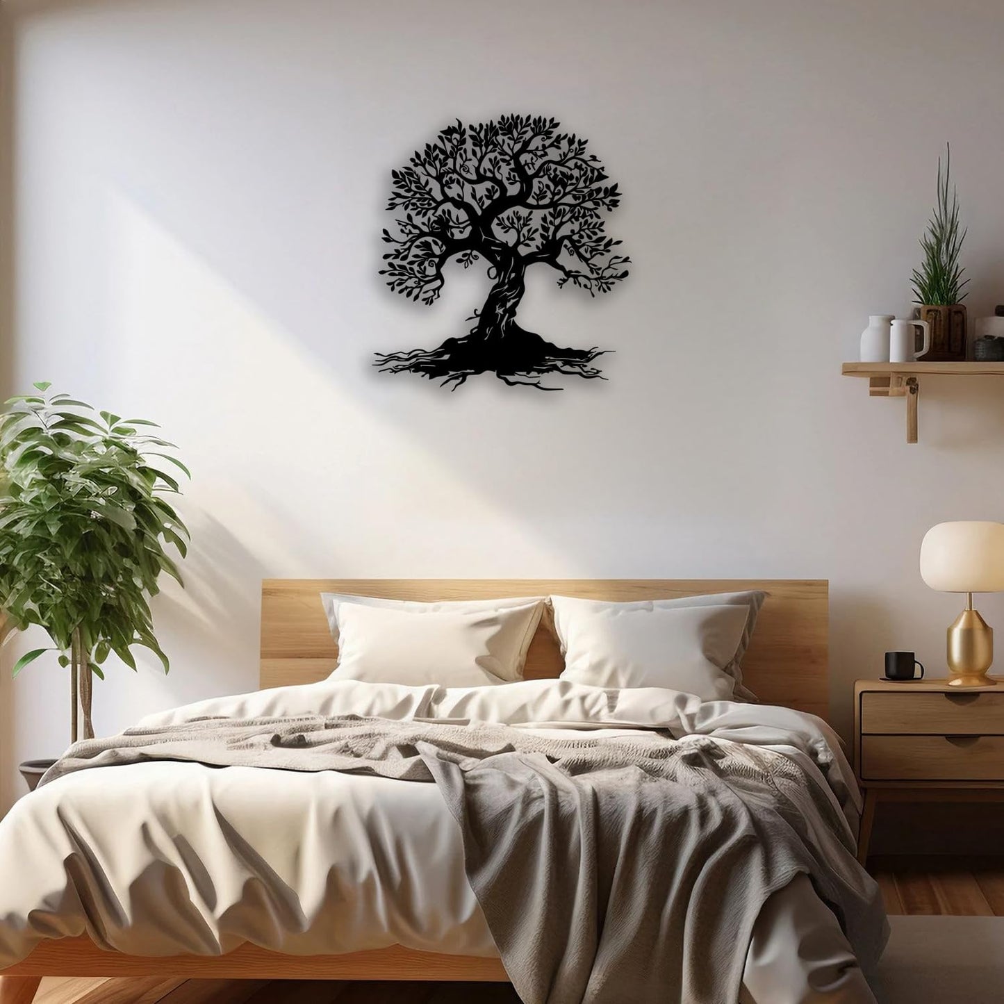 Tree of Life Metal Wall Decor - Room Decor Wall Art Home Decor for Living Room, Bedroom, Office, Garden, Courtyard (Black)