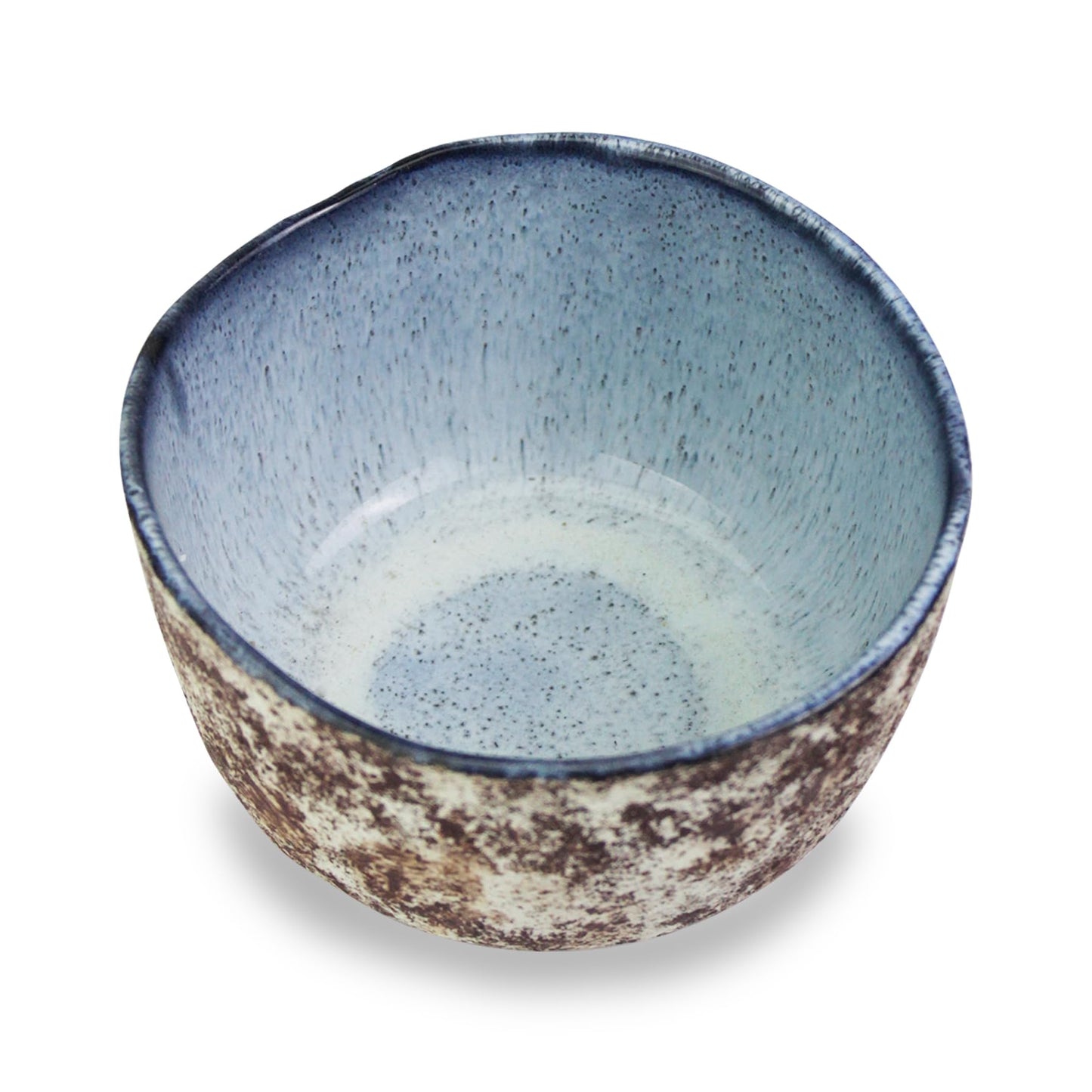 RoRo Handmade 4.5-Inch Rustic Coral Ceramic Miso Bowls – Set of 2, Hand-Glazed Blue Interior with Textured Finished, Microwave & Dishwasher Safe