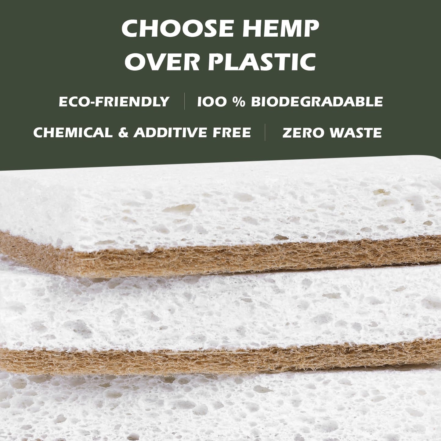 Isshah Plant-Based Kitchen Sponges - Natural, Eco-Friendly, Biodegradable Sisal Hemp Sponges for Dishes, Cleaning Sponge for Kitchen, Bathroom, Household - 24 Count