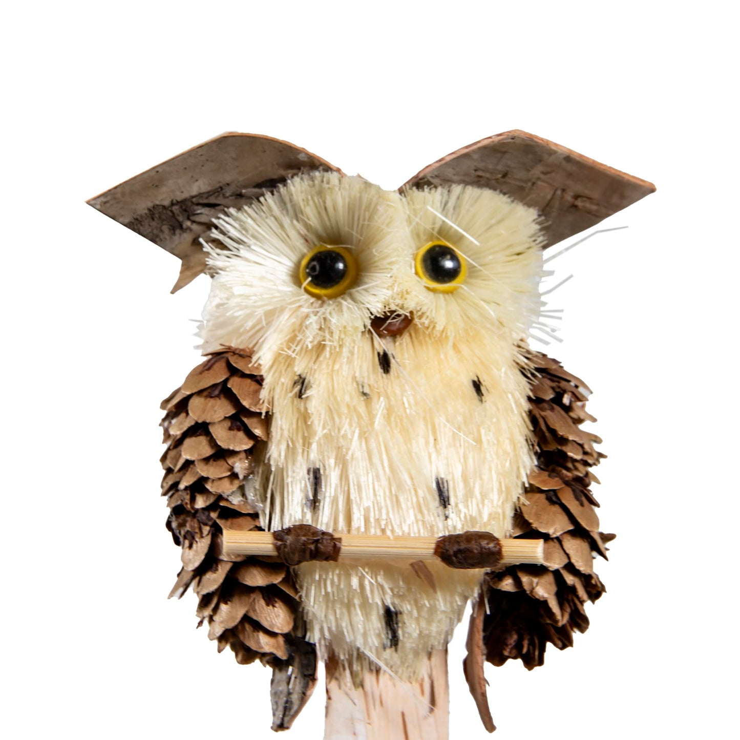 Berfutall-Woodland Animal Owl Ornaments, Wood and Sisal, Set of 6 Assorted, Christmas Tree, Thanksgiving Decor