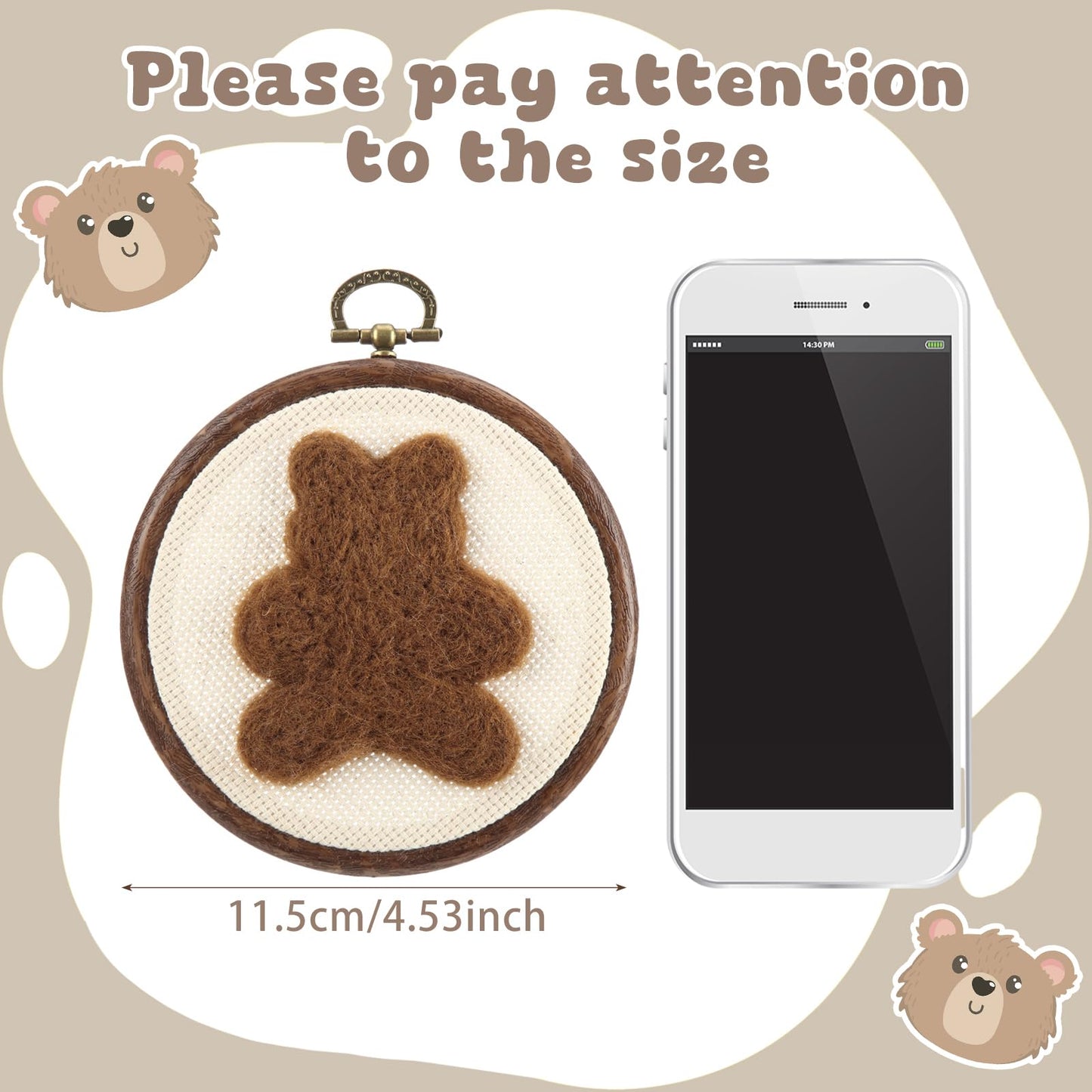 Chunful Felted Bear Nursery Wall Decor Cute Wall Art Decorative Artwork for Nursery Themes Bathroom Living Room Classroom Home Decoration