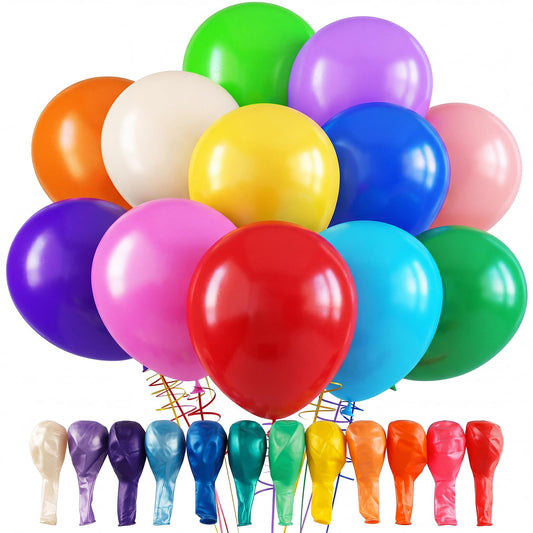 RUBFAC Rainbow Balloons, 120pcs Party Balloons for Birthday Baby Shower Graduation Anniversary Wedding Party Supplies Garland Arch Decoration,12 Inches, Assorted Color