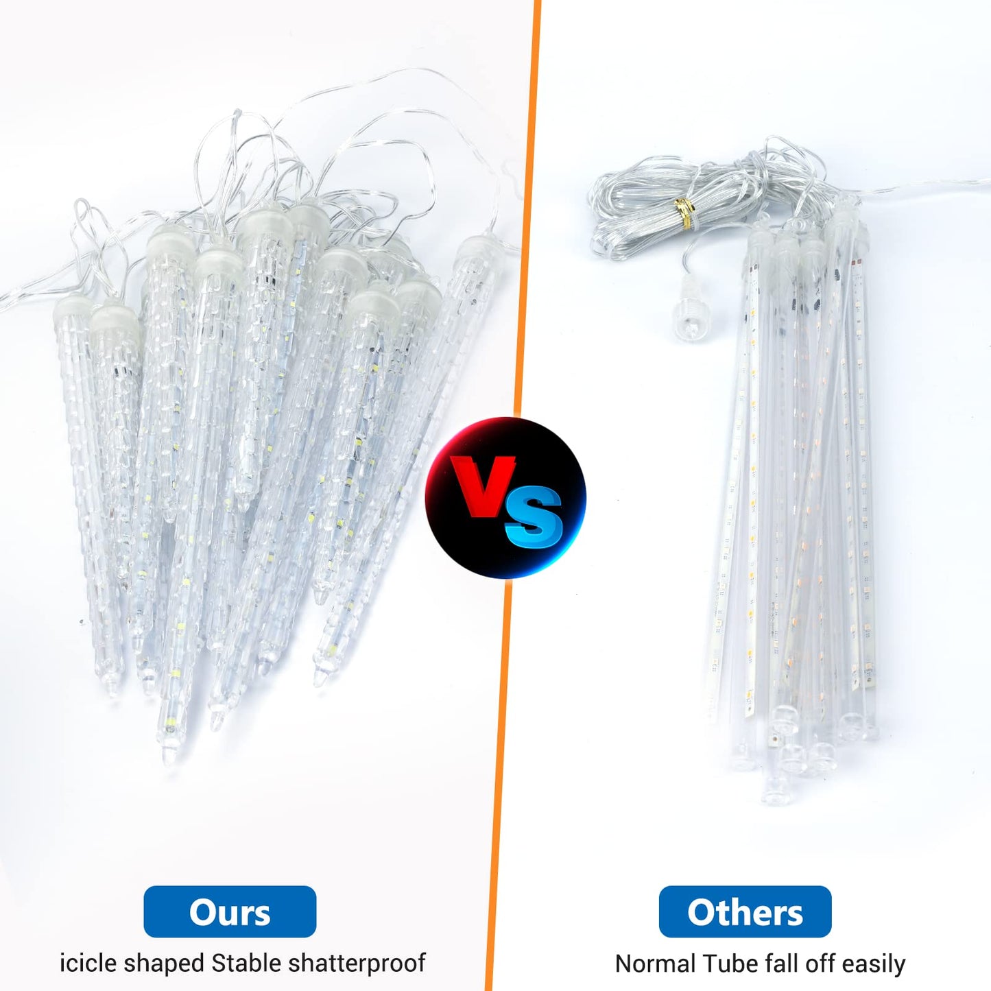 Joomer Icicle Christmas Lights Outdoor, 13FT 20 Icicles 320 LED Meteor Shower Icicle Lights Timer Waterproof Connectable Christmas Light for Outside Home Xmas Decoration - Blue