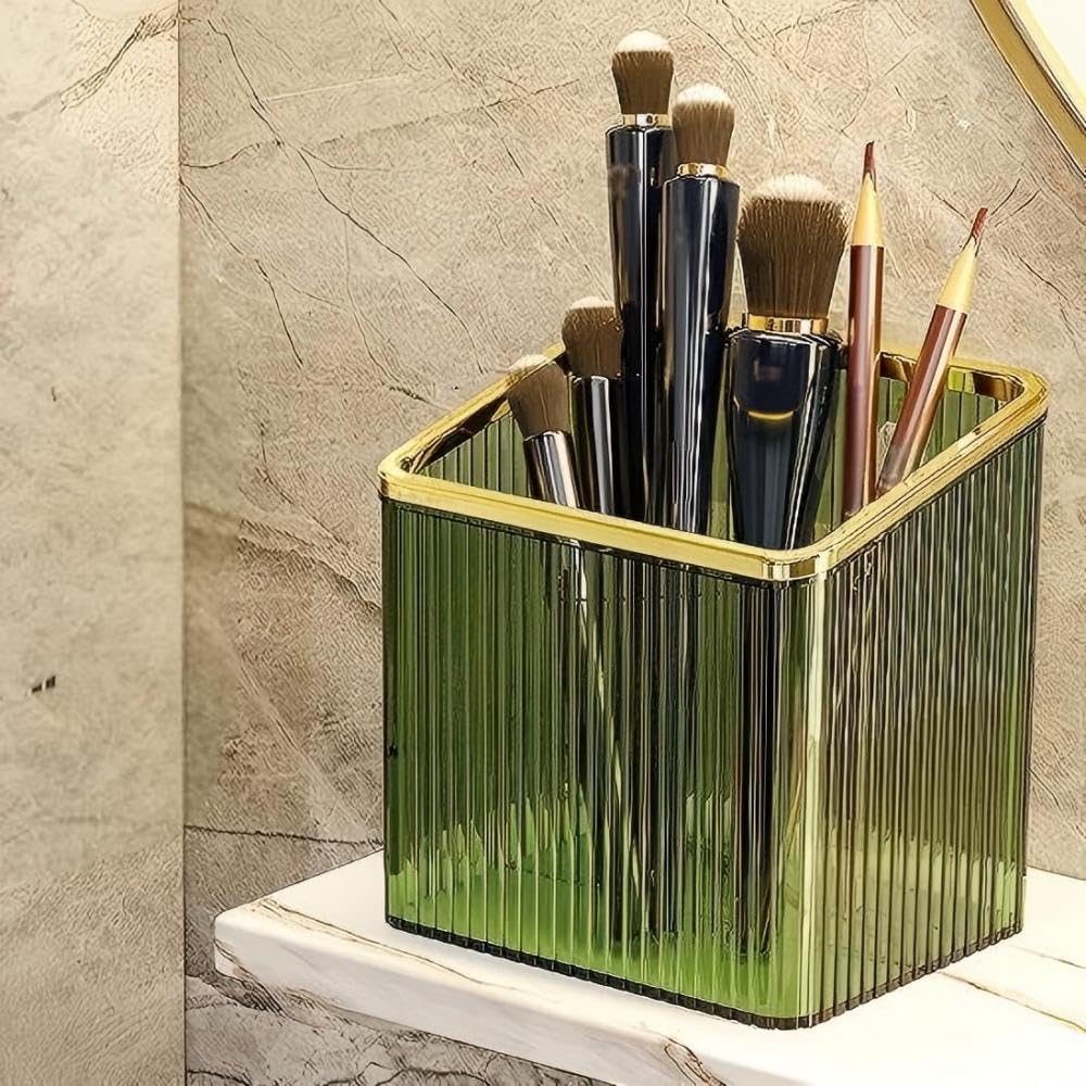 Lumista Adhesive Wall Shelves No Drill Hanging Organizer - Plastic Floating Storage Bins for Kitchen,Bathroom,Office - Makeup and Home Goods Mountable Shelf (Green and Gold)