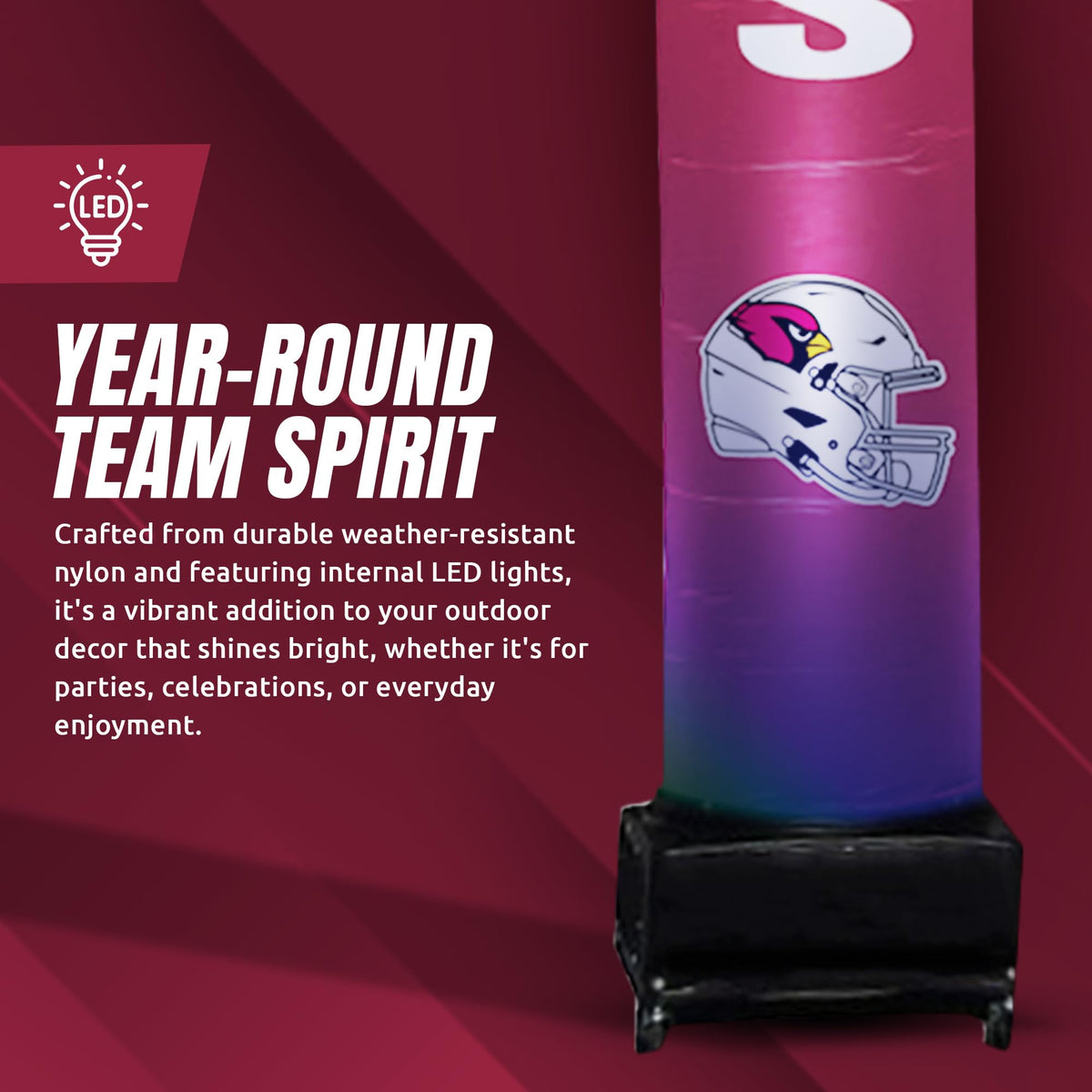 Sporticulture NFL Football Arizona Cardinals Wacky Waving Inflatable Tube Guy with LED Lights & Built-in Blower Air Wacky Dancers NFL Inflatable Tube Man Crazy Sports Fan Outdoor Party Decoration