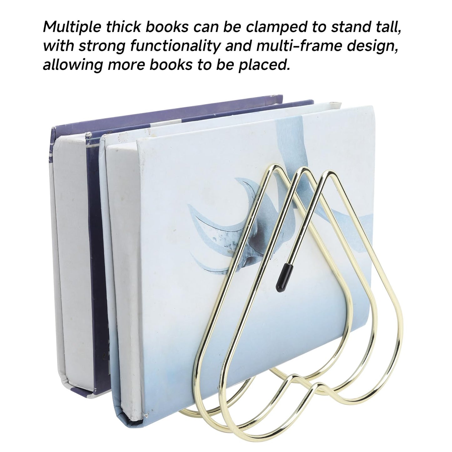 Kodrily Folder Holder for Desk, Heart Shaped Desk File Organizer Vertical File Holder, 5 Slots Iron Gold File Holder, Telescopic Book File Organizer Stand for Desk File, Gold