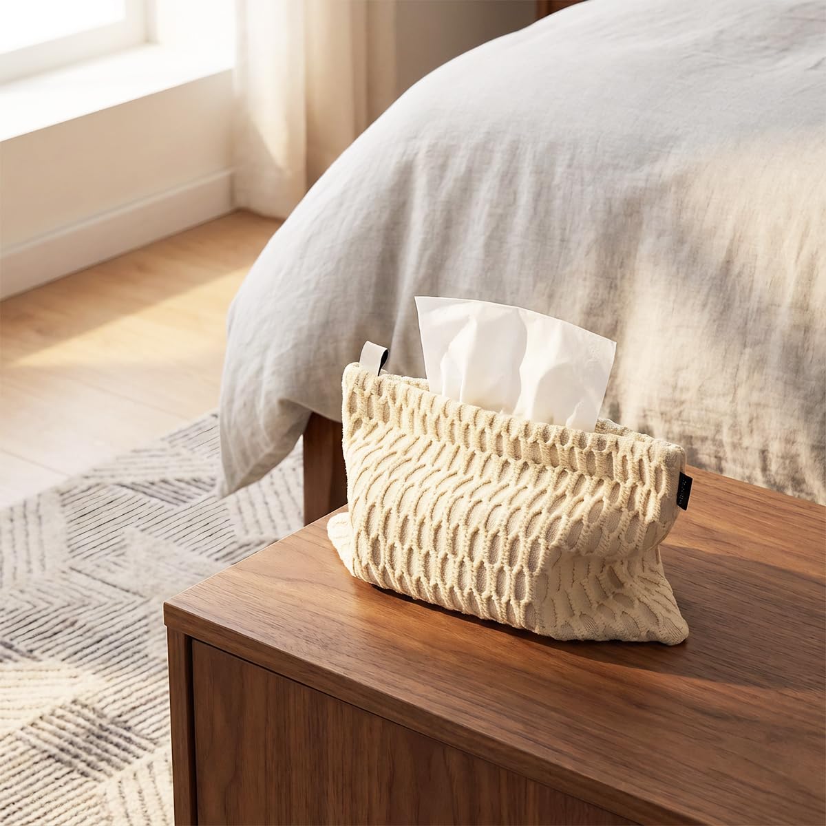 Beige Pocket Tissue Holder Japanese Style Quirky Style Tissue Holder Bag Decorative for Home Car Travel Offices Desk Housewarming Gift for Women New Home 10.6×7 inches