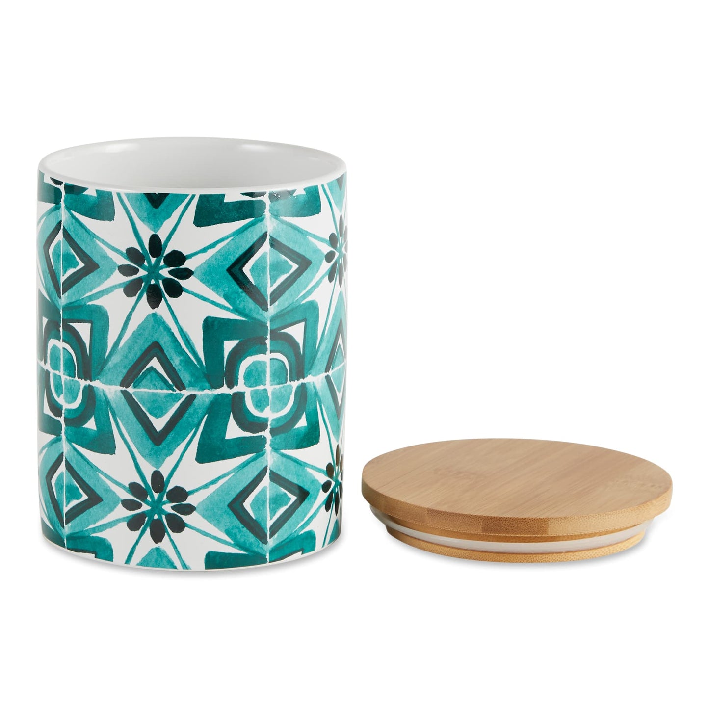 DII Kitchen Accessories Collection Ceramic, Canister Set, 4.5 Cup/3 Cup/1.25 Cup, Teal Tile