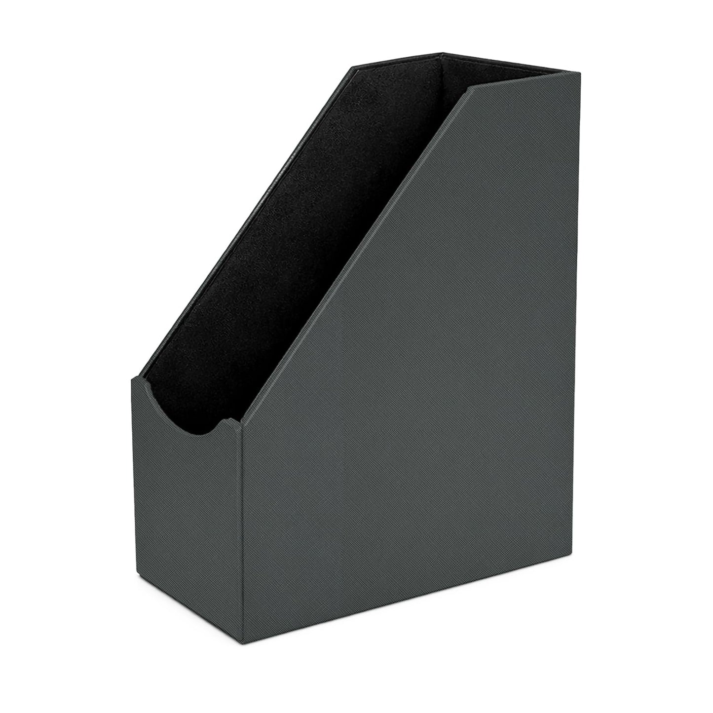 UnionBasic Magazine File Holder, Leatherette Desktop Document Organizer, Home Office Paper Holder File Storage Literature Sorter, Grey