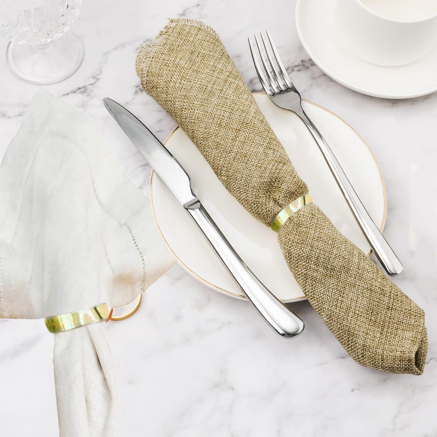 Gold Napkin Rings-10 Pcs Stainless Steel Napkin Rings,Metal Napkin Ring for Table Settings Wedding Christmas Party Dinner Table