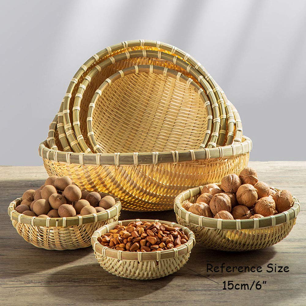 Natural Handmade Woven Bamboo Basket Tray U Shape Holder Food Deep Basket Size 6" 7" 8" 9" 10" 11" 12" 13" 14" up to 20inches Available for Customizing Bulk (16cm/6")