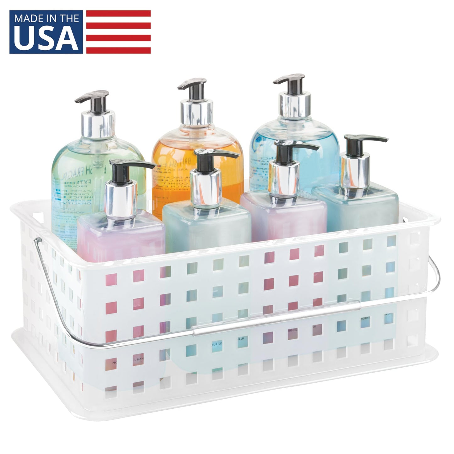iDesign Portable Shower Caddy Basket with Handle for Dorm or Bathroom - Clear/Frost - Made in USA
