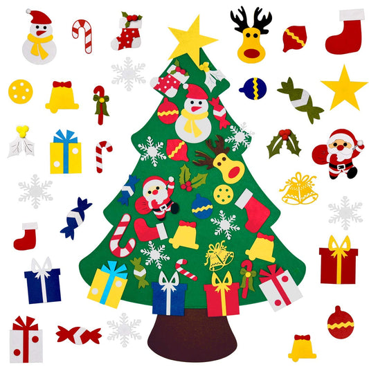 Fayoo DIY Felt Christmas Tree for Toddlers, Montessori Xmas Gift for Kids Wall Hanging Decorations Educational Art with 30pcs Ornaments