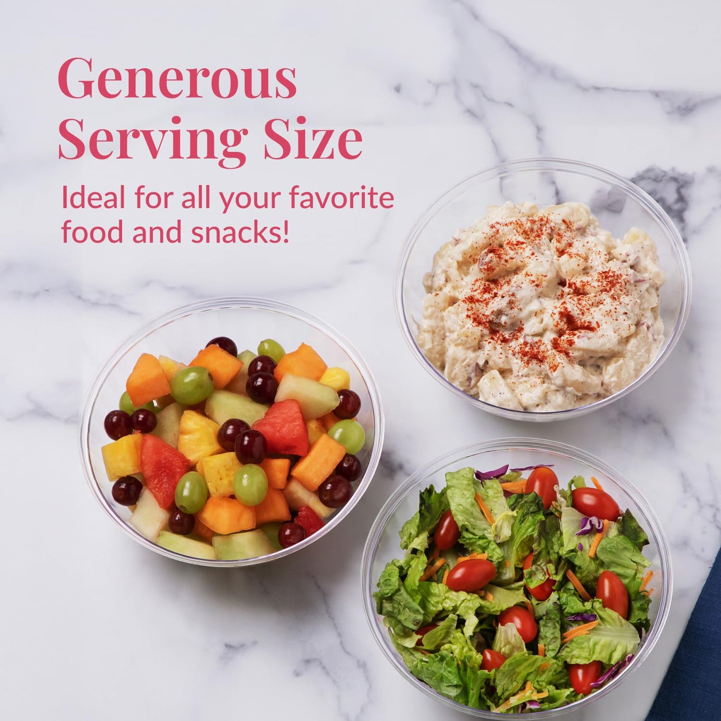 Prestee 4 Pack Clear Plastic Serving Bowls 150 Oz - Large Round Punch Bowl and Plastic Bowls for Parties, Salads, Chips, and Catering - Durable Disposable Serving Bowl for Events and Buffets