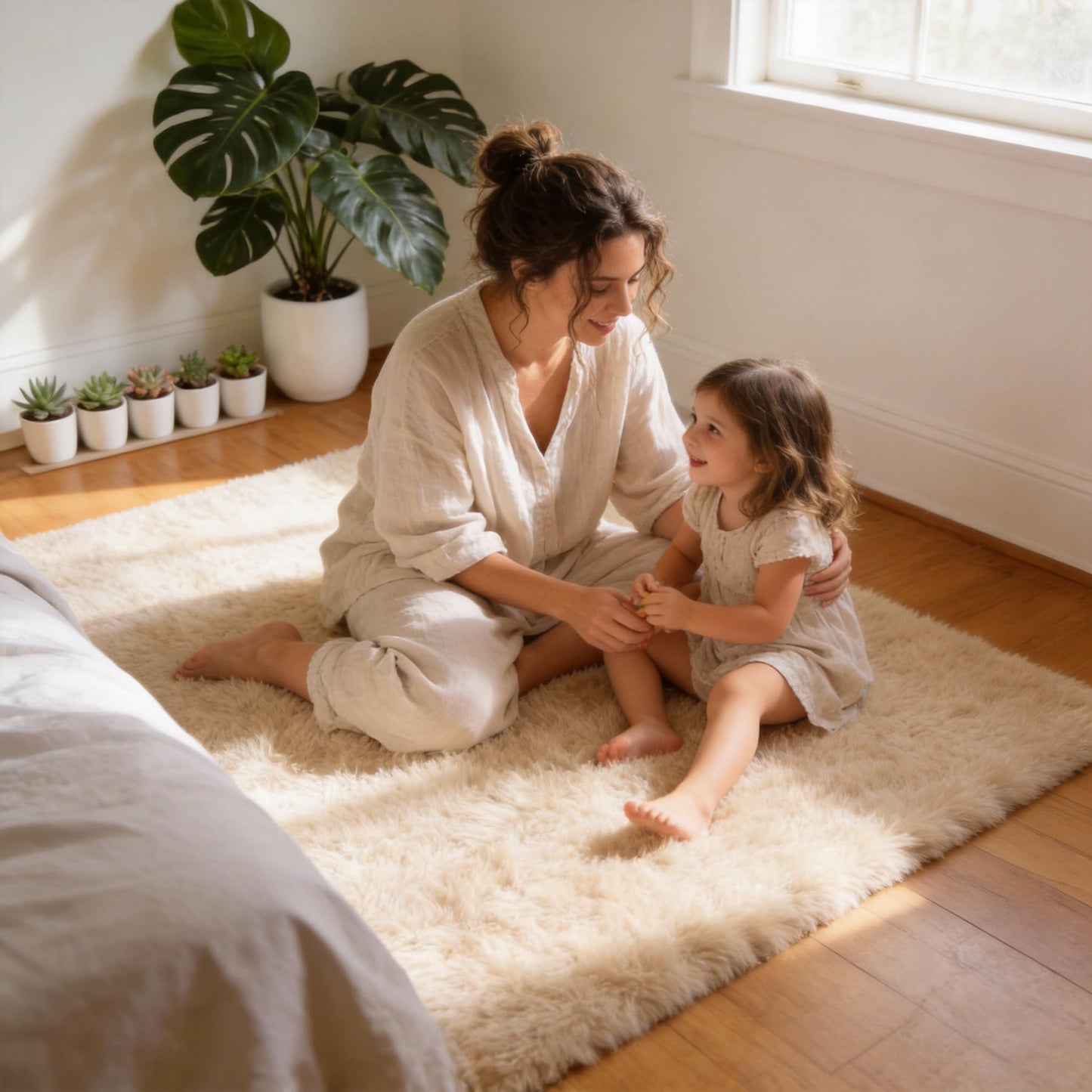 SWGRT 2x3 Solid Fluffy Camel Area Rug – Washable, Durable,Small Bedroom Rug, Non-Slip High Pile Shag Rugs for Living Room, Bedroom, Bedside, Dorms, Nursery Rooms, Kids Room, Soft Indoor Floor Carpet