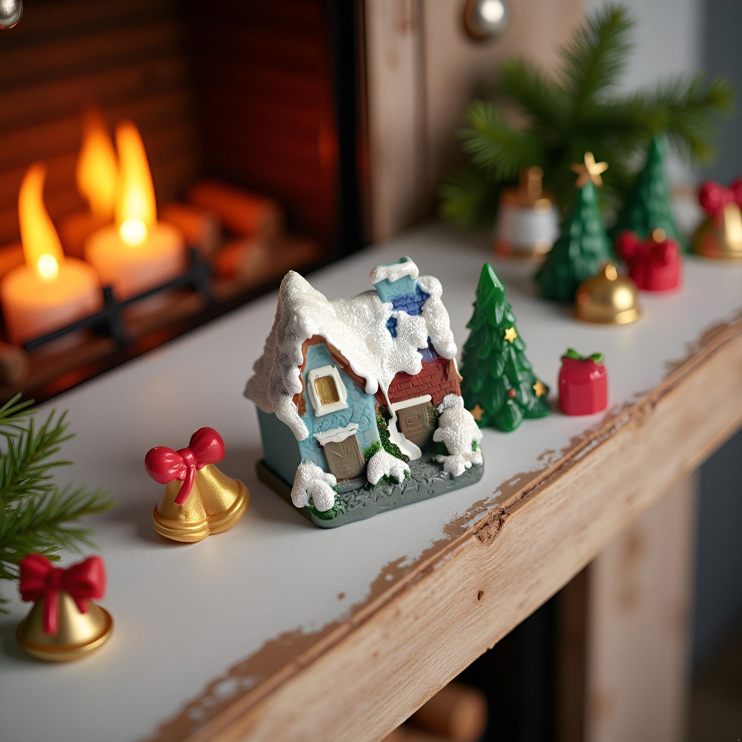 Kai Dream Christmas Village Miniature Decorative Set, 26 Pieces Holiday Scene with Snow Houses, Santa, Reindeer, Sleigh, Trees and Figurines, Winter Holiday Collection
