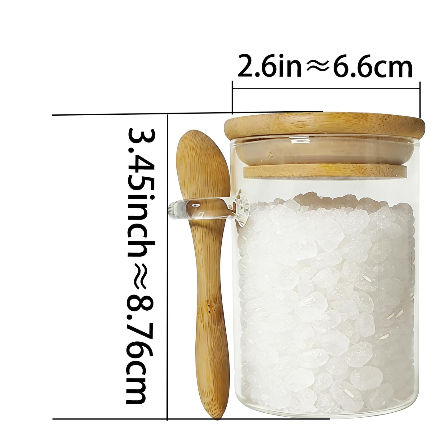 Livejun 7.6 oz Airtight Mini Glass Jars with Bamboo Lids and Bamboo Spoons, Spice Jars Small Food Storage Containers for Kitchen, Bathroom, Home Decor Set of 8