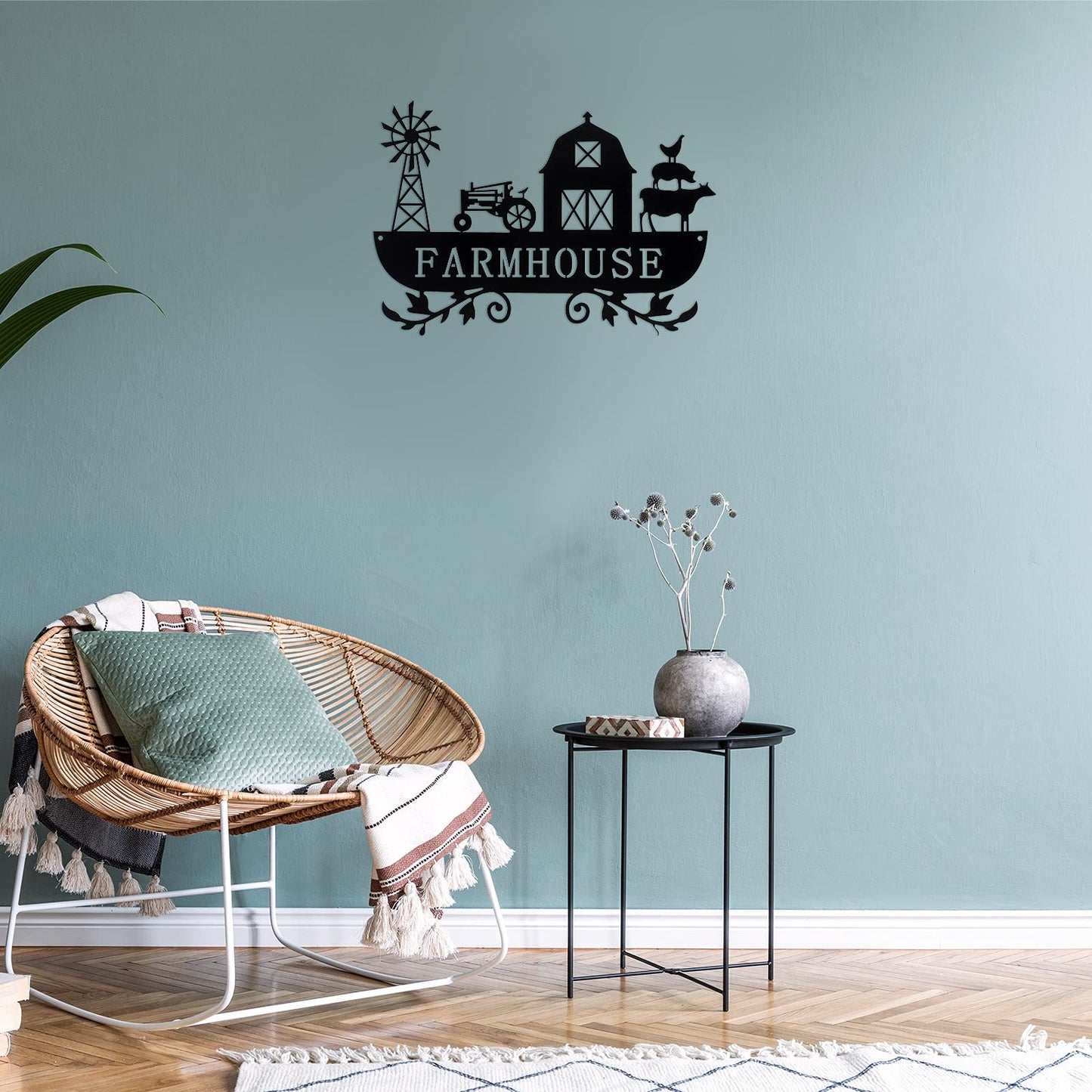 Ferraycle Metal Farmhouse Kitchen Decor Rustic Cow Windmill Sign Farmhouse Wall Plaque Farm Animal Decor for Nursery Country Home Decorations Art