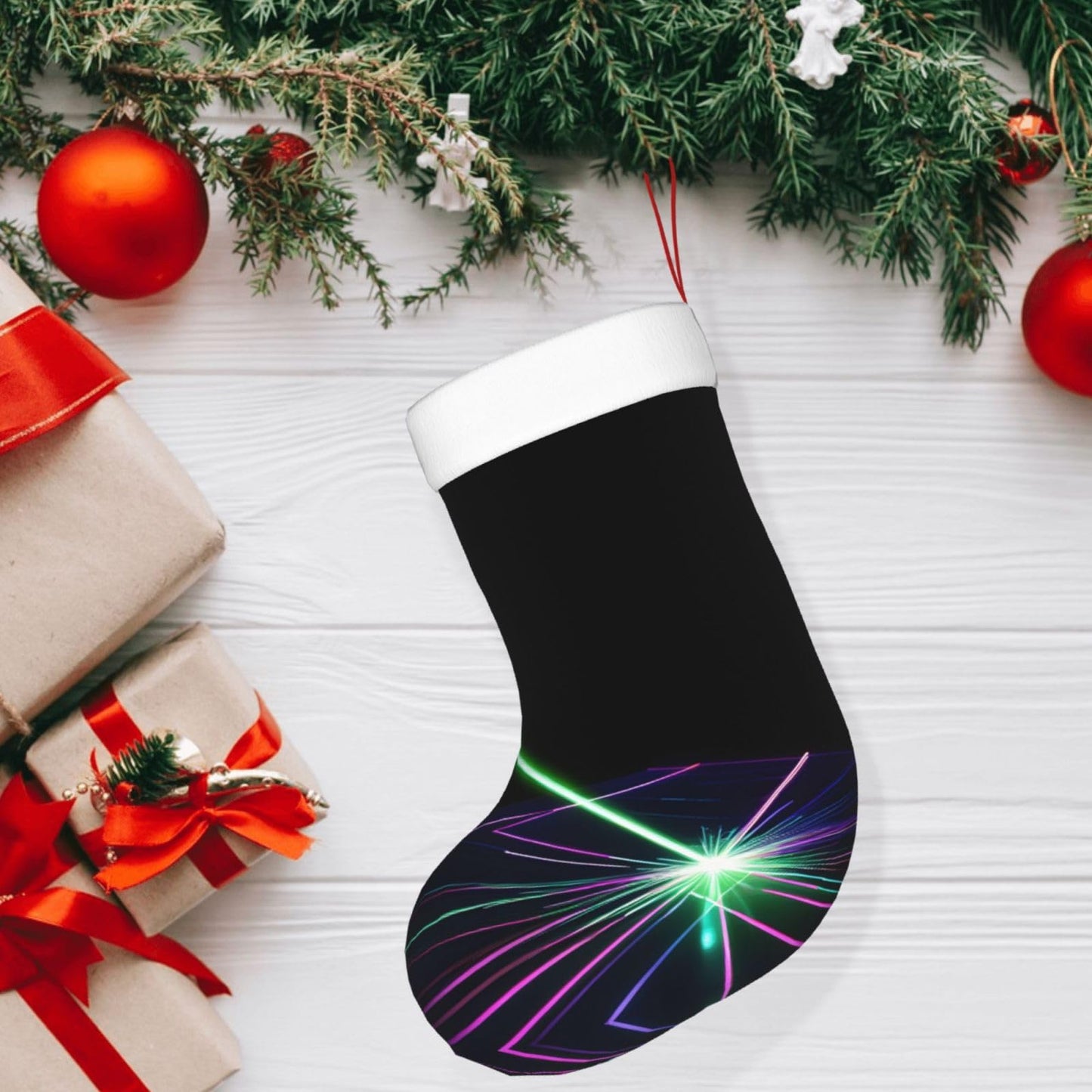 KOPUUYRD Laser Lights Print Luxurious Holiday Socks,Unique Christmas Socks for Joyful Season,Festive Ornament Classic