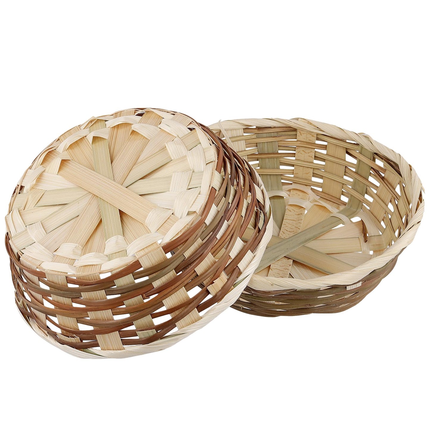 KOHAND 15 Pack Round Gift Baskets, 6.7x2.3 Inch Small Bamboo Bread Baskets for Bar, Kitchen, Supermarket