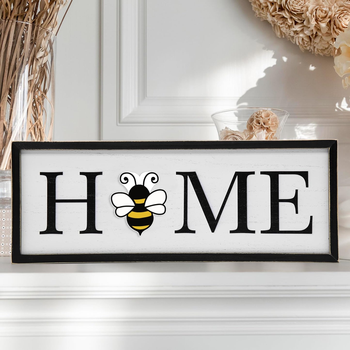 nuvagiki Interchangeable Seasonal Home Sign with 12 Icons, Farmhouse Wooden Table Decor, Rustic Tiered Tray Decorations for Holidays, Spring Summer Fall Christmas Home Decor