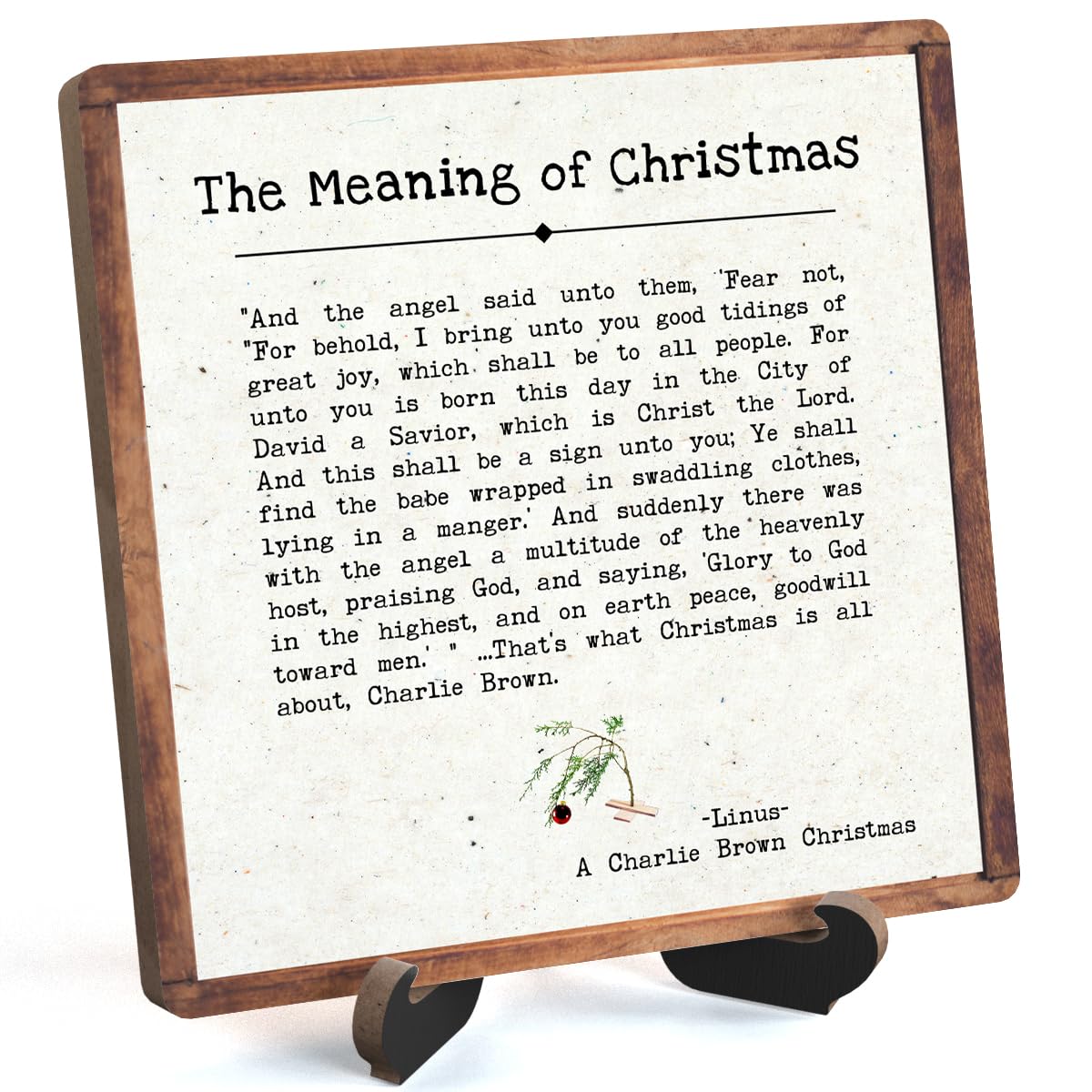 Christmas Quote Wooden Plaque Sign With Stand - Desk Decor for Farmhouse Home Office Table Shelf (5x5 IN)