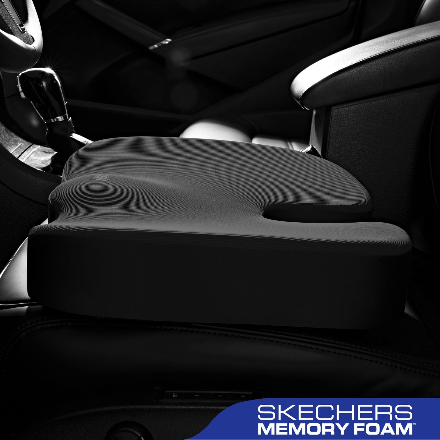 Skechers Memory Foam Seat Cushion,Office Chair Cushion for Tailbone Pain Relief,Butt Pillow for Office Chair,Car seat Cushion,Computer Desk,Long Sitting Office Workers,and Car Drivers,Black