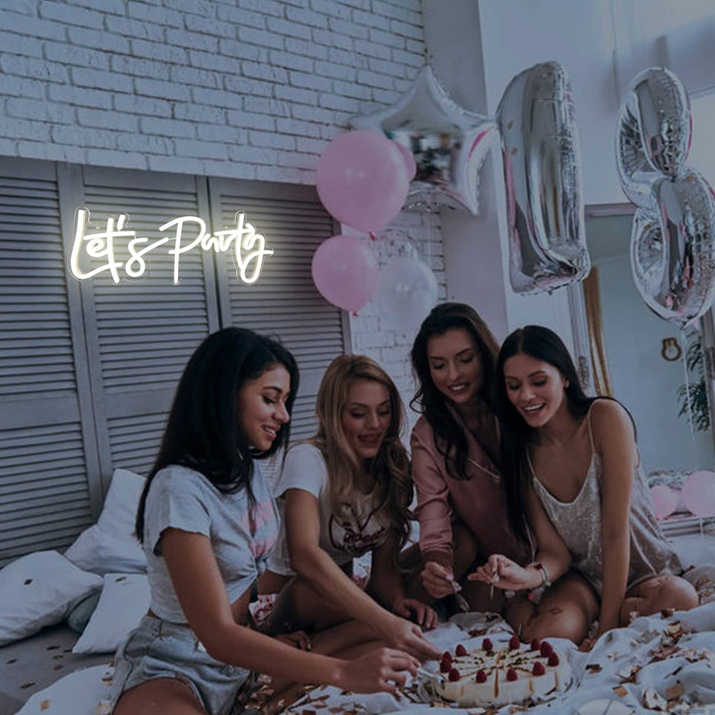 Let's Party Neon Sign, LED Neon Lights for Bedroom Wall Decor, Art Decorative Lights for Bachelorette Party, Engagement Party, Birthday Party, Living Room, Gamer Room Decor Aesthetic (Warm White)