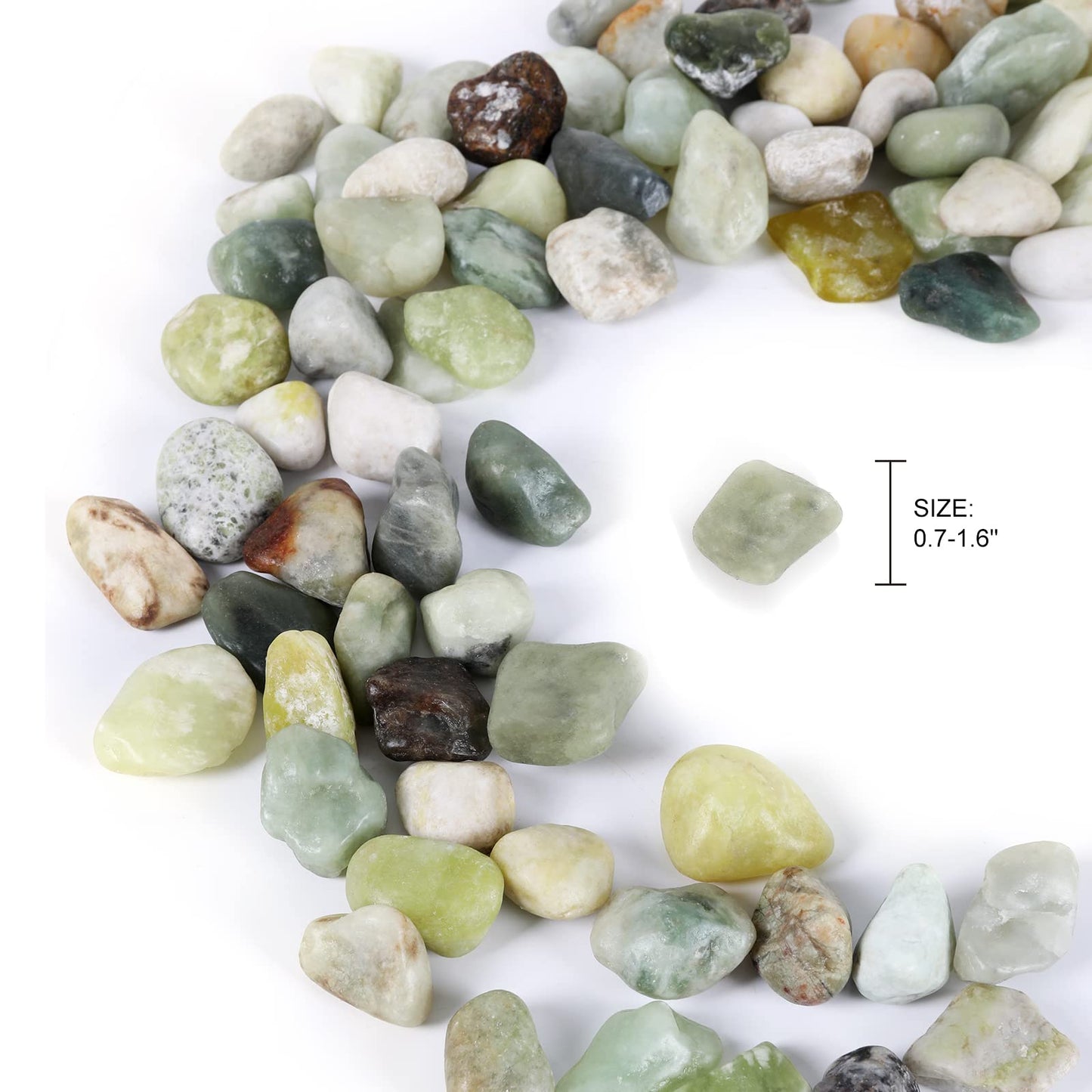 Ausluru 11lbs Natural River Rocks, Polished Pebbles for Plants Garden, 1-2 inch Decorative Jade Stones, Ideal for Fish Tank, Vases, Crafting, Home Decor and Garden Landscaping Rocks,Jade