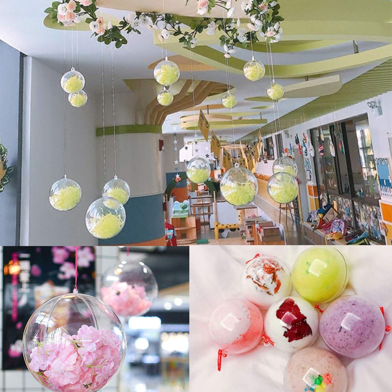 UCSAJI 25PCS Plastic Christmas Ball Ornaments, Clear Shatterproof Xmas Tree Balls, Hanging Ornament for Home Decoration