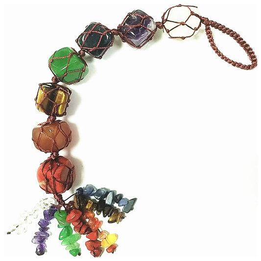 TOP-VRA 7 Chakra Crystal Hanging Ornaments Beads for Window Car Home Decor,Room Decor,Natural Stones Healing Wall Hanger Gems for Yoga Spiritual Meditation,Ornament for Fei Shui (No.1-7 Chakra)