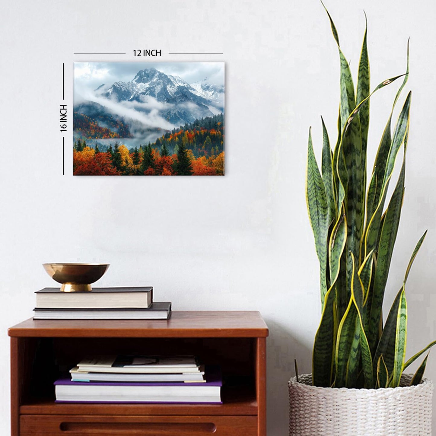 Fall Mountain Canvas Wall Art for Living Room Nature Forest Landscape Wall Decor Autumn Red Trees Scenic Poster Smoky Mountains Prints Pictures Modern Artwork Bedroom Bathroom Home Decoration 12x16"