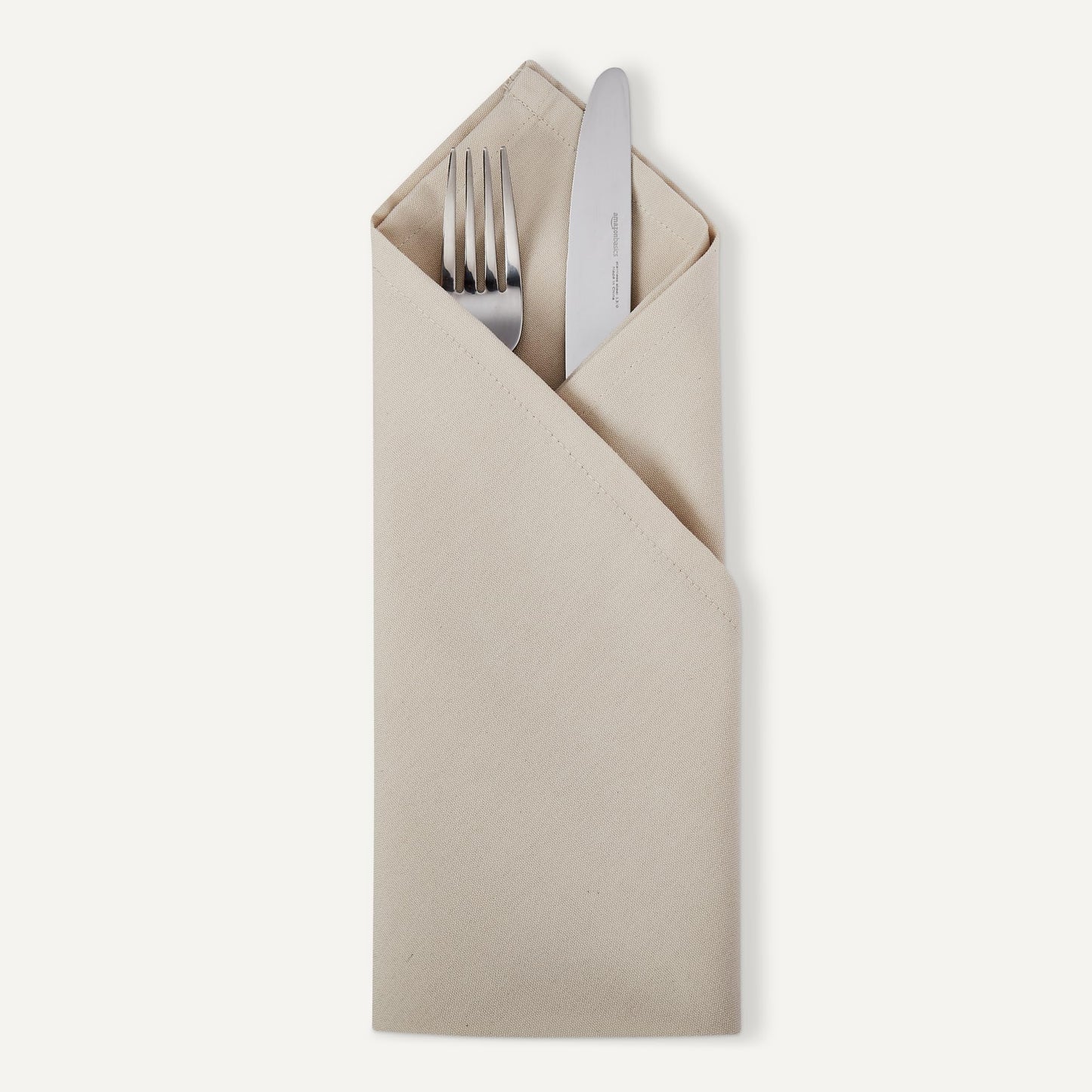 Amazon Basics Reusable Stain and Wrinkle Resistant Cloth Napkins, 17 x 17 inches, Beige, 12-Pack