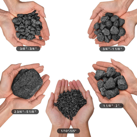 Skyflame 3/8" to 3/4" Natural Stones Lava Rock Granules for Gas Fire Pit | Fireplace | Gas Log Set | Garden Landscaping Decoration | Cultivation of Potted Plants | Indoor Outdoor Use, 5-lb Bag