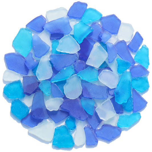 QYGL Sea Glass for Crafts - 14oz Frosted Seaglass Pieces - Vase Filler and Aquarium Ornament, DIY Craft Supplies for Art, Beach Weddings, and Home Decor (Cobalt Blue, Aquamarine, White)