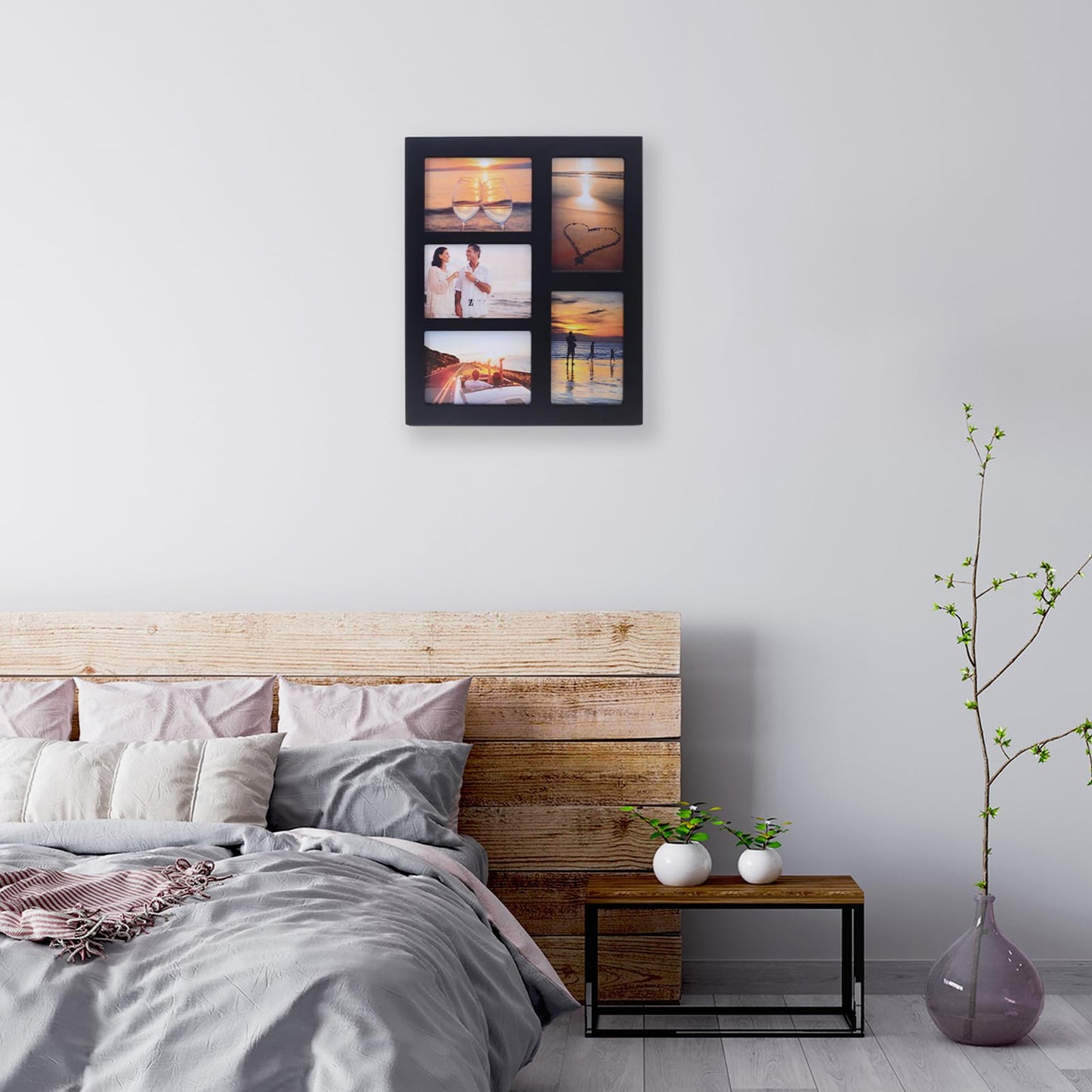 UMICAL 4x6 5-Opening Picture Frame with Shatter-Resistant Glass & Black Wood 4x6 Collage Photo Frames for 4x6 5 Pictures Display Made for Tabletop Stand and Wall Mounting