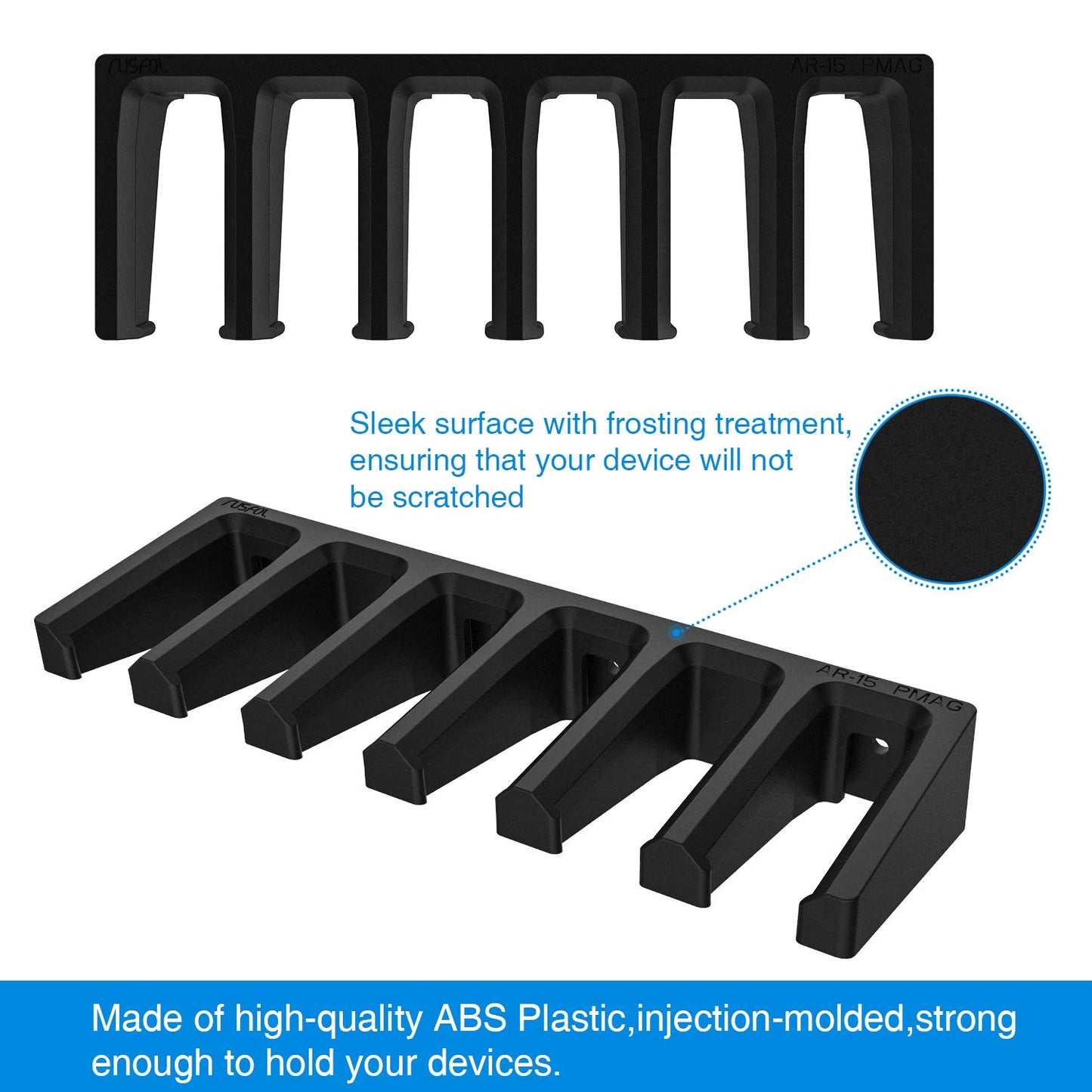 RUSFOL Solid ABS 6X Standard PMAG Wall Mount, Mag Holder, Home Magazine Storage Rack, 2 Pack