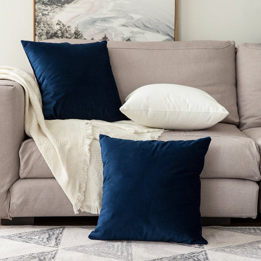 MIULEE Velvet Throw Pillow Covers 18x18 Inch, Pack of 2 - Dark Blue, Super Soft Decorative Square Cushion Cases Modern Luxury Home Decor for Sofa, Couch, Bed, Chair