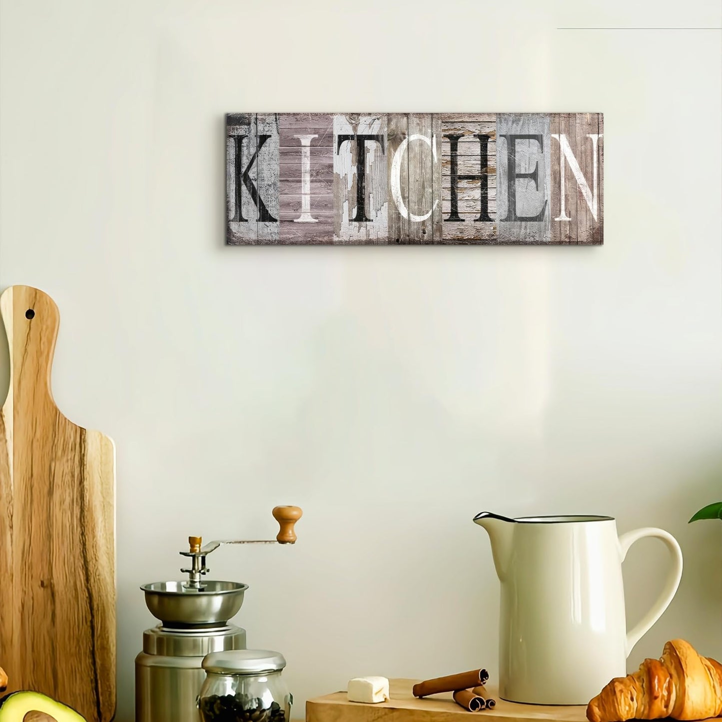 DCMVJHZV Kitchen Signs Canvas Wall Art Rustic Kitchen Wall Decor Retro Farmhouse Sign Print Quotes Painting Picture With Solid Wood Inner Frame Decor Ready to Hang(6"x16")