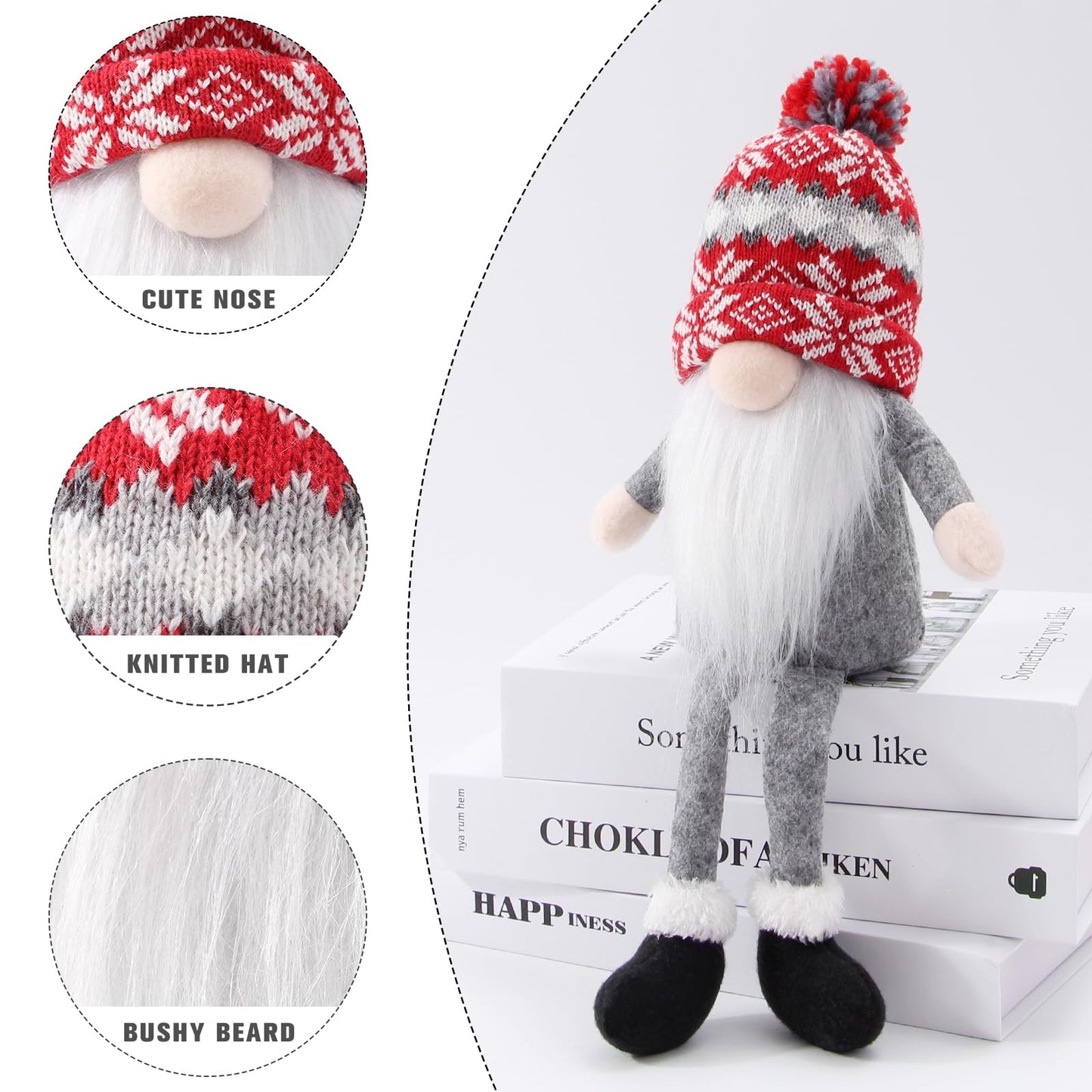 BWFY Christmas Gnomes Decorations 2 Pack Handmade Elf Santa Tomte Swedish Gnome Scandinavian Figurine Nordic Gnome Christmas Table Home Ornaments for Holiday Party Gifts