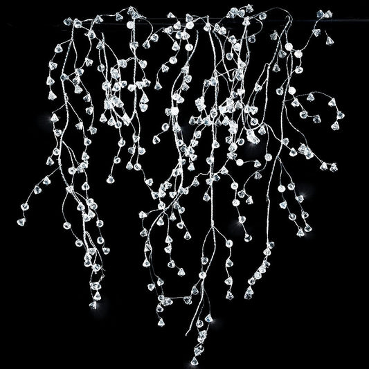 Cheerland Crystal Garland Strands Clear Ice Wire Crystal Garland for Winter Wonderland Party Decorations Diamond Hanging Wedding Decoration Accents Living Room Bedroom Mantel Wreath Decor Supplies