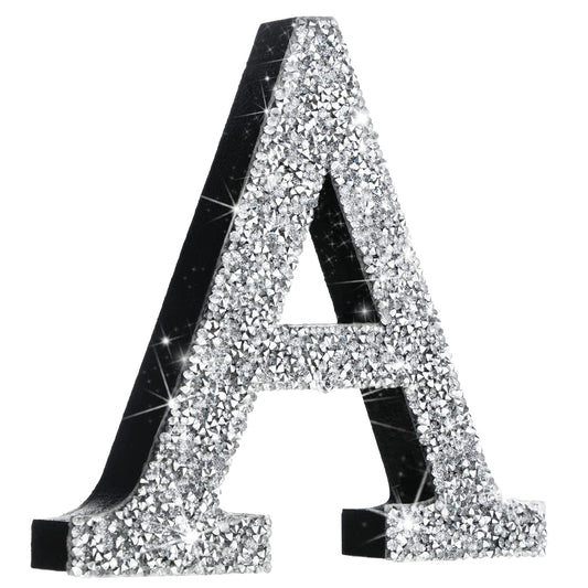 Qunclay Silver Crystal Diamond Bling Letters Crushed Diamond Decoration Wooden Glitter Letter with Screw and Hooks Rhinestone Gift for Wedding Y2k Mcbling Bedroom Wall Decor(Letter A,5.7"l X 5.7"w)