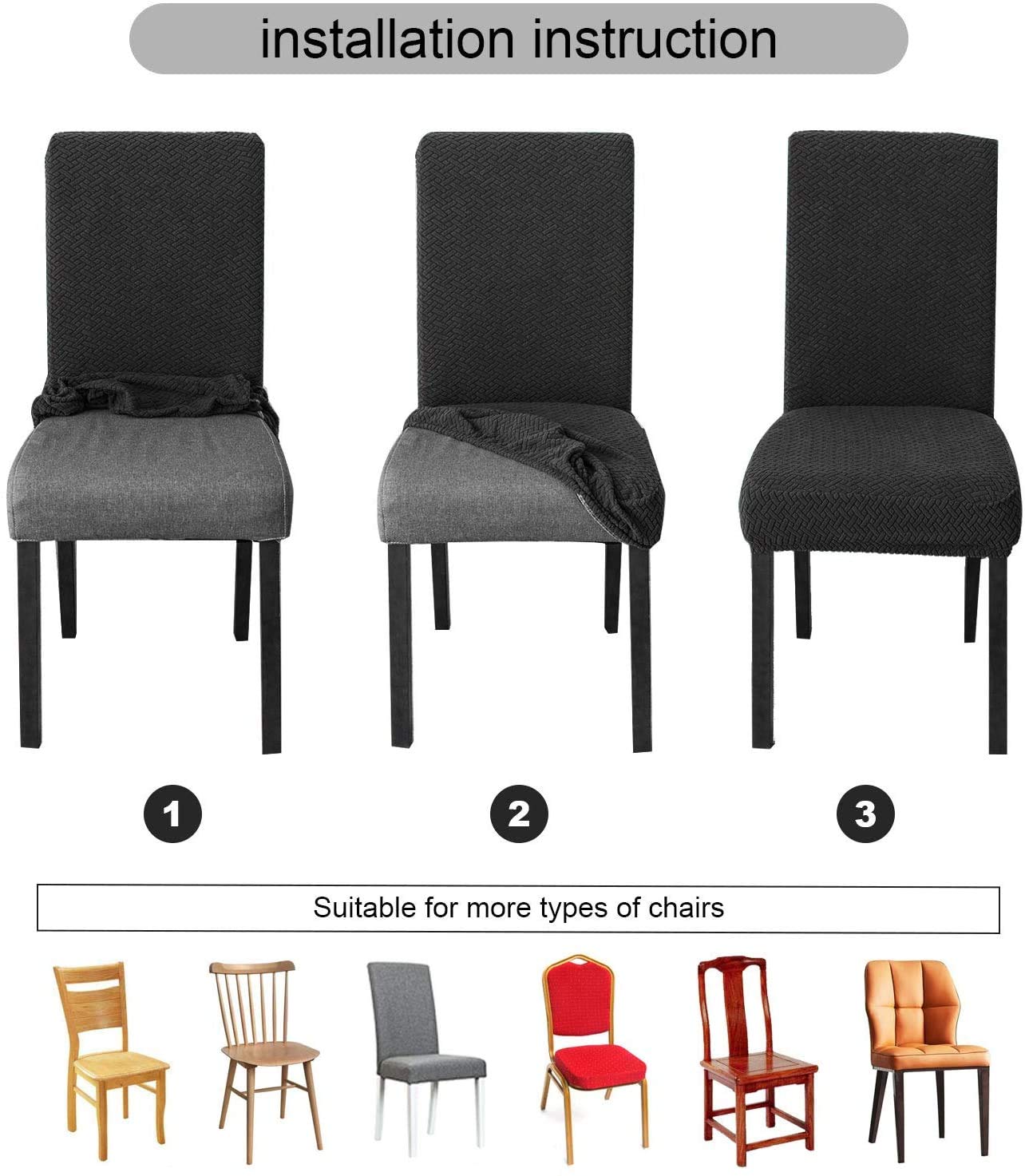 Genina Waterproof Chair Covers for Dining Room Set of 4 Kitchen Chair Covers Parson Dining Chair Slipcover,Khaki
