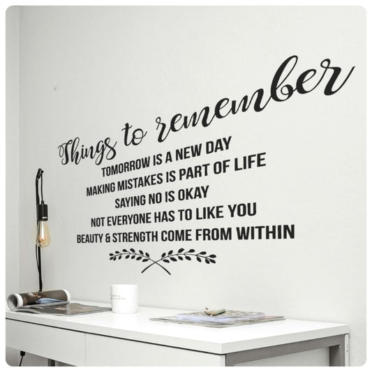 My Vinyl Story - Things to Remember Wall Decal - Inspirational Quote Sticker, Motivational Affirmations Vinyl Art for Positive, Home Office, Bedroom, and Classroom - Removable (Black, 31x22 inches)