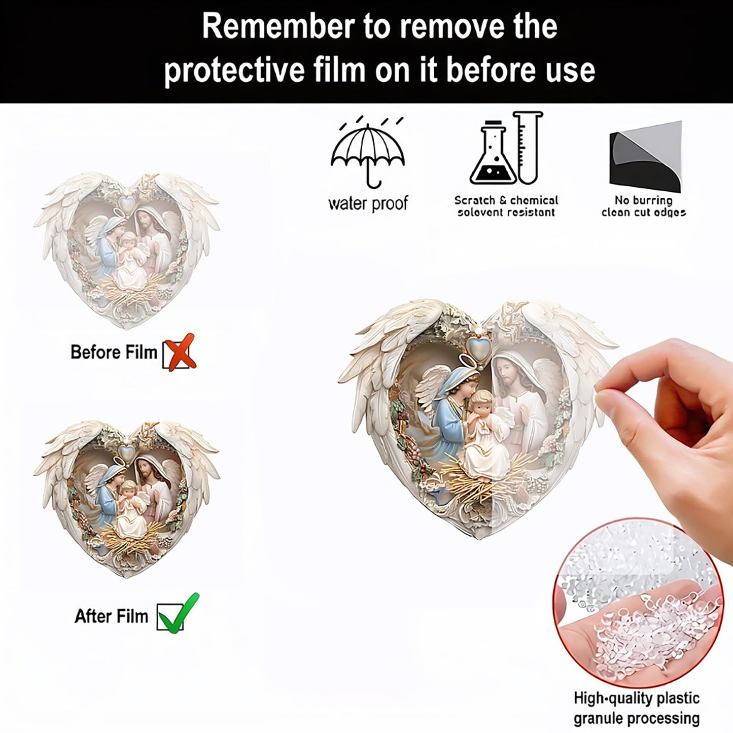 Chiristmas Gifts for Women Friend, Acrylic Decorative Hanging Pendant Heart Shaped Ornaments for Door Tree Car Decor (A)