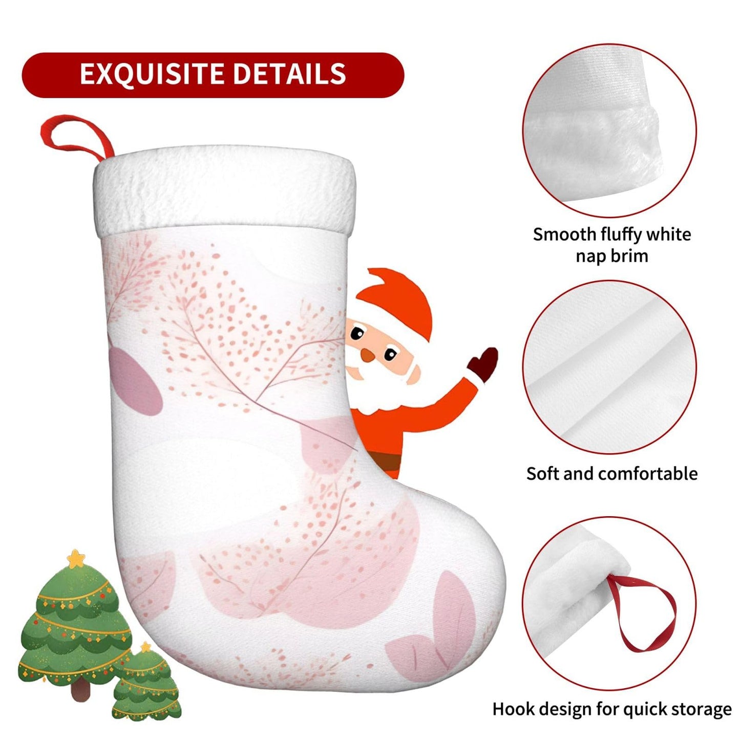 AthuAh Hand-Painted Floral Line Patternchristmas Socks, *Soft Christmas Socks, Christmas Party Decoration Socks, Suitable