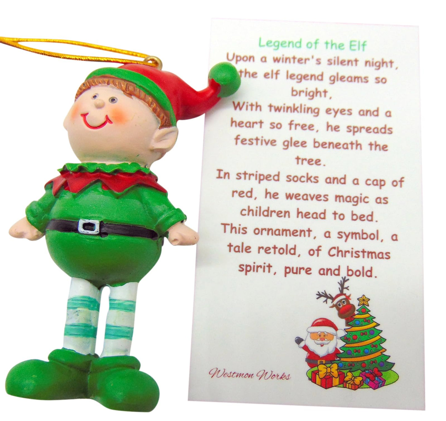 Legend of The Elf Ornament Polyresin Christmas Tree Decoration with Story Card Gift Boxed Holiday Set